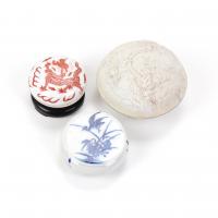 402-THREE CHINESE POWDER COMPACTS. C20th.