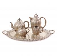 8-GERMAN SILVER TEA AND COFFEE SET, EARLY C20th