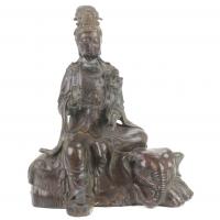 316-CHINESE GUANYIN SITTING ON AN ELEPHANT, C20th.