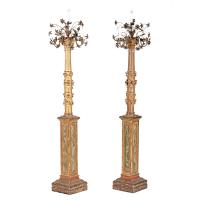 505-PAIR OF COLUMNS CONVERTED INTO LAMPS, END C19th - EARLY C20TH.