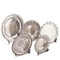 14-SILVER TRAYS, C20th.