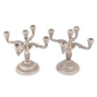 25-PAIR OF SPANISH SILVER CANDELABRAS, C20th.