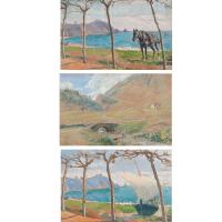 888-RAFAEL SEGURA MONFORTE  (1875-1954). "VISTAS DE LA PLAYA DE BLANES" Y "VALL DE NÚRIA".