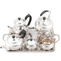 20-ARGENTINIAN TEA AND COFFEE SET WITH SPANISH SILVER TRAY, MID C20th.