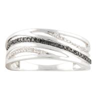 97-WHITE GOLD RING WITH BLACK AND WHITE DIAMONDS. 