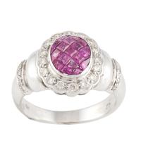 181-WHITE GOLD, RUBY AND DIAMOND RING.