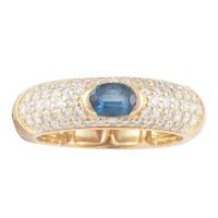 194-SAPPHIRE AND BRILLIANT CUT DIAMOND RING.