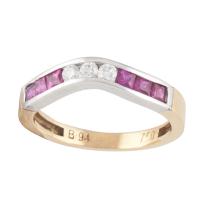84-RUBY AND DIAMOND ETERNITY RING.