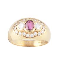 155-RUBY AND DIAMOND RING. 
