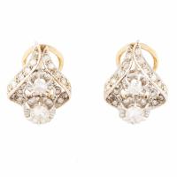 88-GOLD AND DIAMOND EARRINGS. 