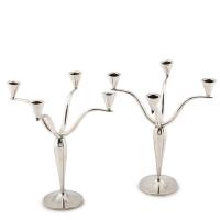 5-PAIR OF SPANISH SILVER CANDELABRAS, MID C20th.