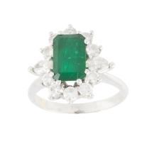 238-EMERALD AND DIAMOND RING. 