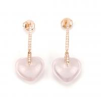 54-EARRINGS WITH DIAMONDS AND ROSE QUARTZ.