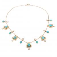 55-GOLD AND TURQUOISES NECKLACE.