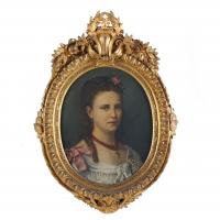 688-19TH CENTURY FRENCH SCHOOL "PORTRAIT OF A YOUNG WOMAN".