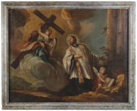 640-ESCUELA ESPAÑOLA, PPS. SIGLO XVIII. SEGUIDOR DE LUCA GIORDANO. "LA VOCACIÓN DE SAN LUIS GONZAGA".