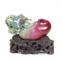 306-CHINESE "AUBERGINE" SCULPTURE, QING DYNASTY, LATE 19TH CENTURY - EARLY 20TH CENTURY.