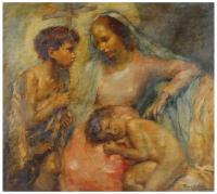 929-RAFAEL ESTRANY Y ROS (1884-1958). "MADONNA WITH JESUS AND ST. JOHN".