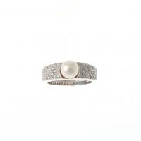 128-PEARL AND DIAMONDS RING.