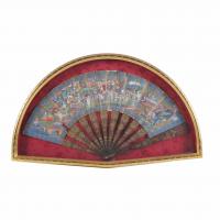 299-CHINESE "THOUSAND-FACED" FAN, QING DYNASTY, 19TH CENTURY. 