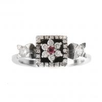 150-ORIGINAL DIAMONDS RING WITH A SMALL CENTRAL RUBY.