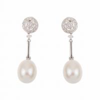 185-DIAMOND AND PEARLS EARRINGS.