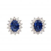 88-SAPPHIRES ROSETTE EARRINGS.