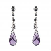 214-GOLD EARRINGS WITH BLACK DIAMONDS AND AMETHYSTS.
