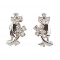 229-PENDIENTES FLOR ORO BLANCO DIAMANTES