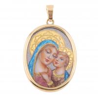 251-GOLD AND ENAMEL RELIGIOUS MEDAL PENDANT.