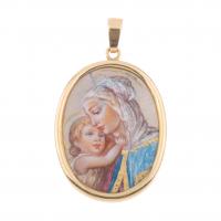 254-GOLD AND ENAMEL RELIGIOUS MEDAL PENDANT.