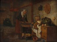 823-17TH CENTURY DUTCH SCHOOL. FOLLOWER OF HENDRIK MAERTENSZ SORGH (c.1611-1670). "KITCHEN SCENE".