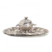 13-PROBABLY CORDOVAN INKWELL IN SILVER, 18TH CENTURY. 