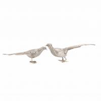 18-PAIR OF SPANISH TABLE PHEASANTS IN SILVER, 20TH CENTURY.