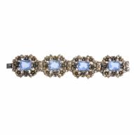 46-ARTICULATED BRACELET IN SILVER AND BLUE BEADS, 20TH CENTURY.