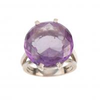 77-AMETHYST SILVER RING.