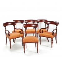15681-SET OF SIX ENGLISH STYLE ARMCHAIRS, MID 20TH CENTURY.