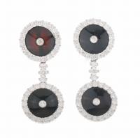 65-ONYX AND DIAMONDS LONG EARRINGS.