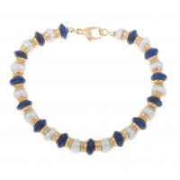 56-PEARLS AND LAPIS LAZULI BRACELET.