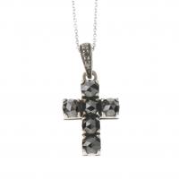 232-PENDANT WITH CHAIN AND BLACK DIAMONDS CROSS.