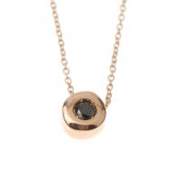 241-ROSE GOLD AND BLACK DIAMOND CABOCHON PENDANT WITH CHAIN.