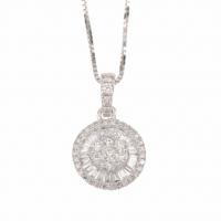 74-DIAMOND ROSETTE PENDANT WITH CHAIN.