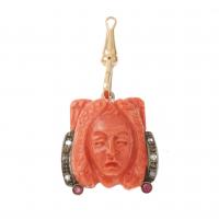 233-CORAL AND RUBIES PENDANT.