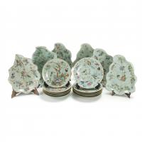 215-CHINESE CELADON PORCELAIN SET, QING DYNASTY, 19TH CENTURY.