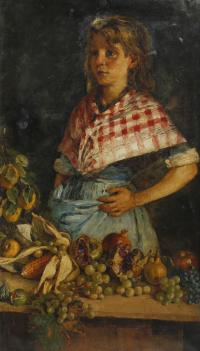 854-JULIÁN POZO Y LA ORDEN (19TH CENTURY). "VENDEDORA DE FRUTA". 