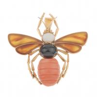 298-GOLD BEE-SHAPED PENDANT BROOCH