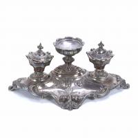 7-SILVER INKSTAND, EARLY 20TH CENTURY.