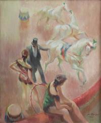 825-ALFRED OPISSO CARDONA (1907-1980). "ESCENA DE CIRCO".