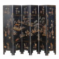 296-CHINESE SIX-LEAF FOLDING SCREEN, SECOND HALF OF THE 20TH CENTURY.