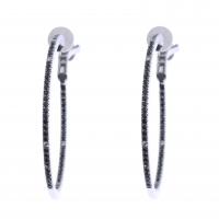 214-CREOLE EARRINGS WITH BLACK AND WHITE DIAMONDS.
